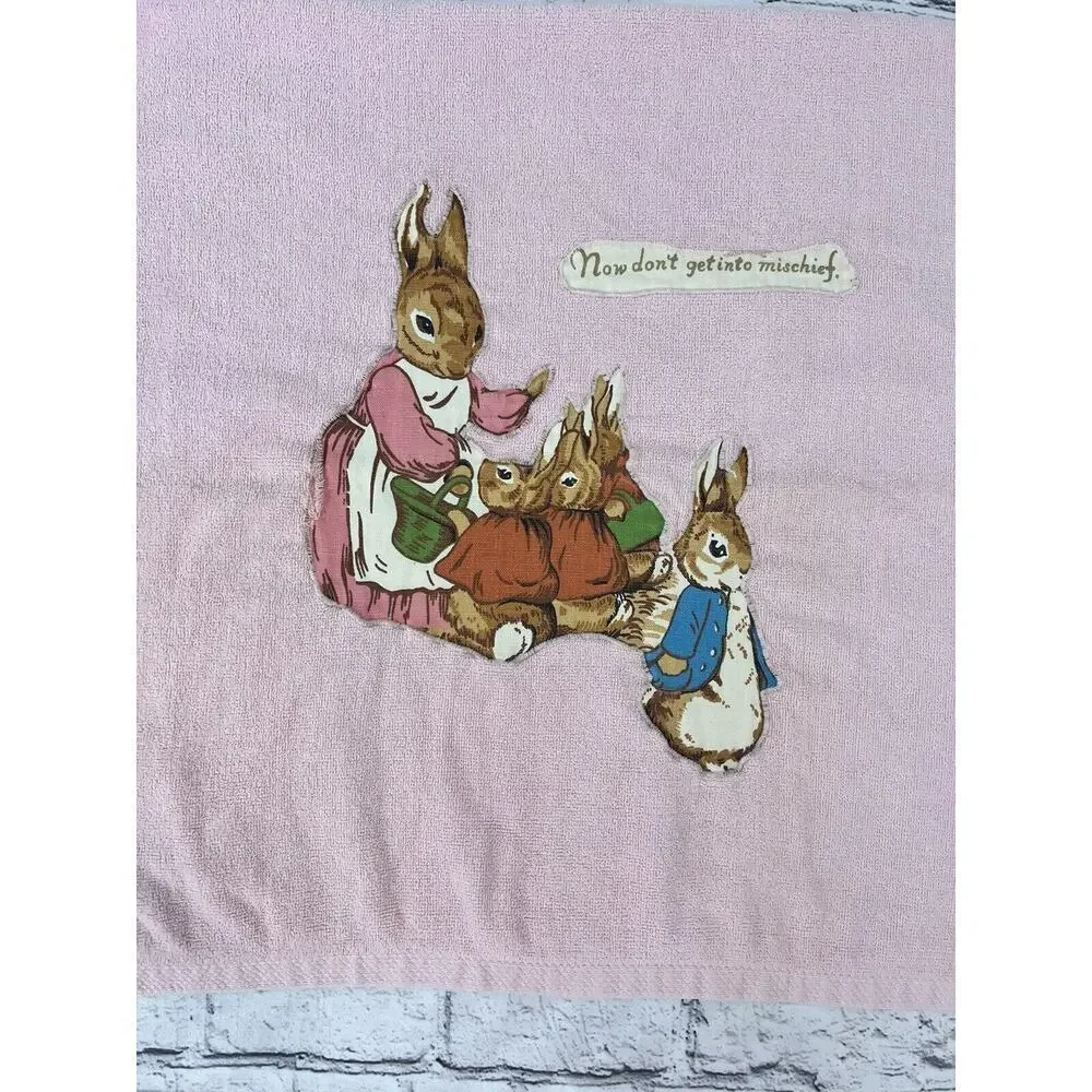 Set 3 Martex Peter Rabbit Pink Vintage Bath Towel Beatrix Potter‎ Naughty Peter